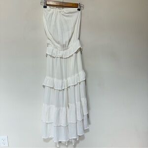 Kings Road Halter Sleeveless White Tiered Dress Size S